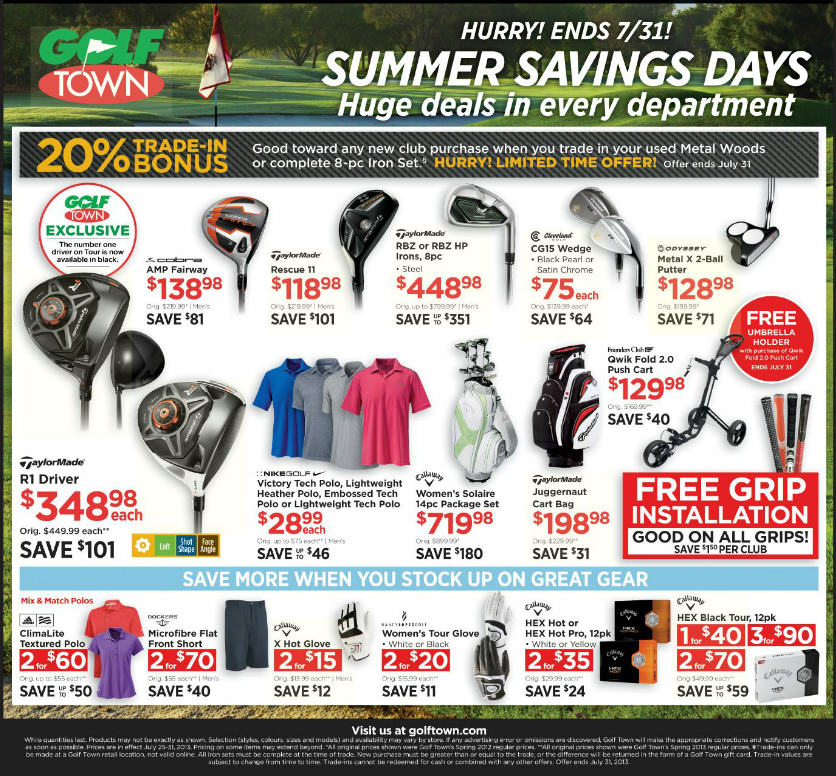 Golf Town Summer Saving Days (Until July 31)