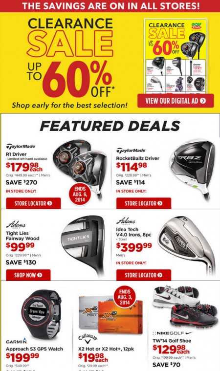 Golf Town Clearance Sale - Save up to 60 Off
