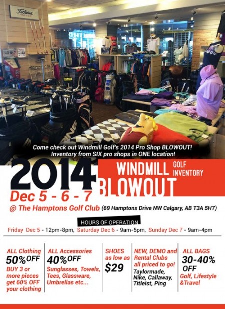 The Hamptons Golf Club Windmill Golf's Pro Shop Blowout Sale (Dec 5-7)