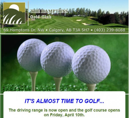 The Hamptons Golf Club Opening Day is April 10, 2015