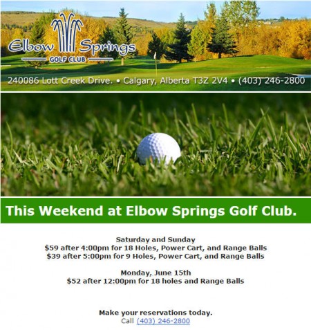 Elbow Springs Golf Club Golf Deals this Weekend (June 13-15)
